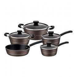 Jogo Panelas 5 Peças Tramontina Sicília Antiaderente Interno e Externo Starflon Excellent Avelã